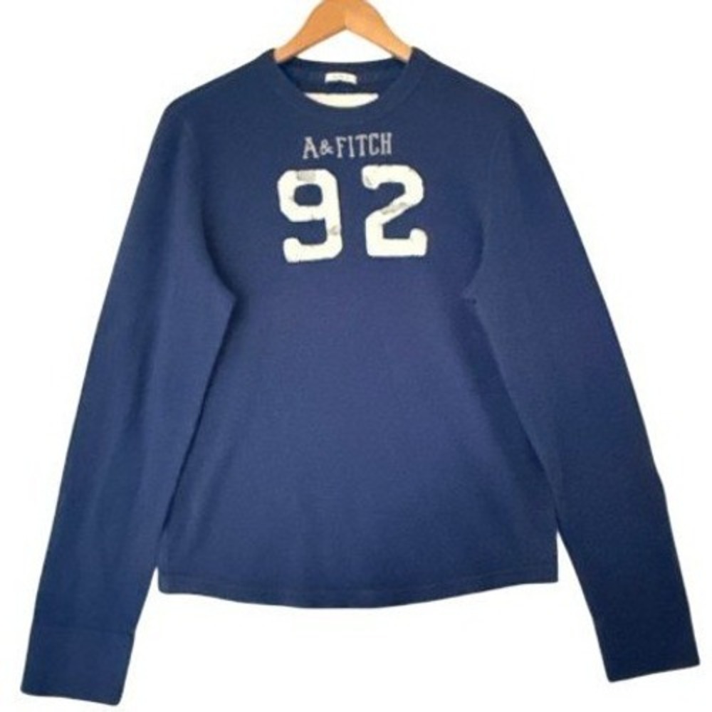 Abercrombie & Fitch Sz M Thermal Crewneck Sweatshirt Varsity 92 Logo Pullover
